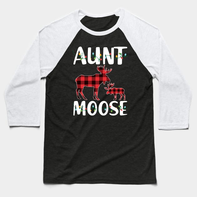 Red Plaid Aunt Moose Matching Family Pajama Christmas Gift Baseball T-Shirt by intelus
